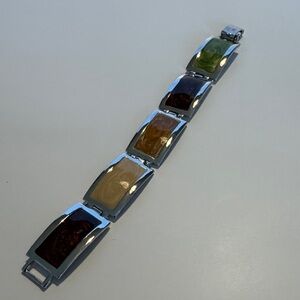 Multicolor Silver Tone Stone Bracelet